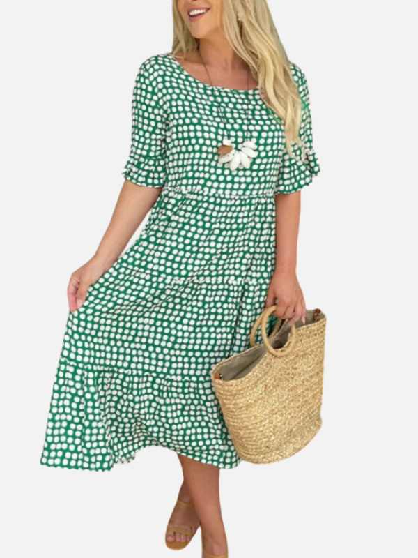 Isabella | Vestido Midi de Lunares Manga Corta Mujer