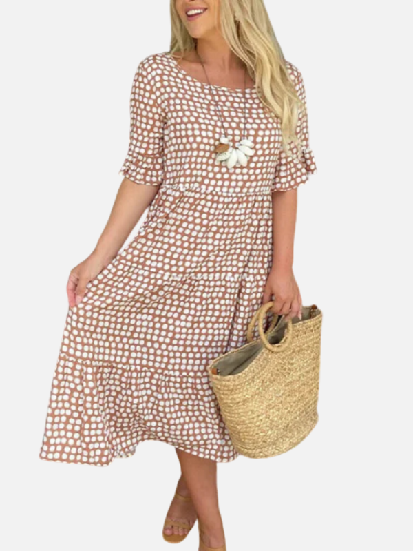 Isabella | Vestido Midi de Lunares Manga Corta Mujer