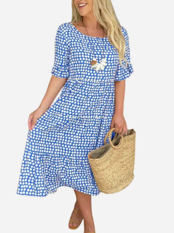 Isabella | Vestido Midi de Lunares Manga Corta Mujer
