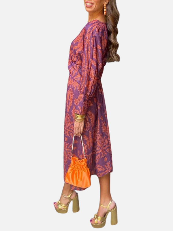 Adriana | Vestido Midi de Manga Larga Escote en V Mujer