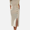Silvia | Vestido Midi de Oficina con Abertura Mujer