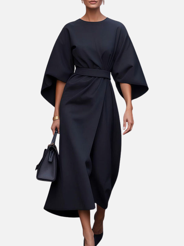Cristina | Vestido Midi de Oficina con Cinturón
