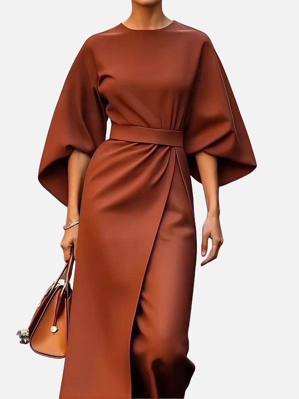 Cristina | Vestido Midi de Oficina con Cinturón
