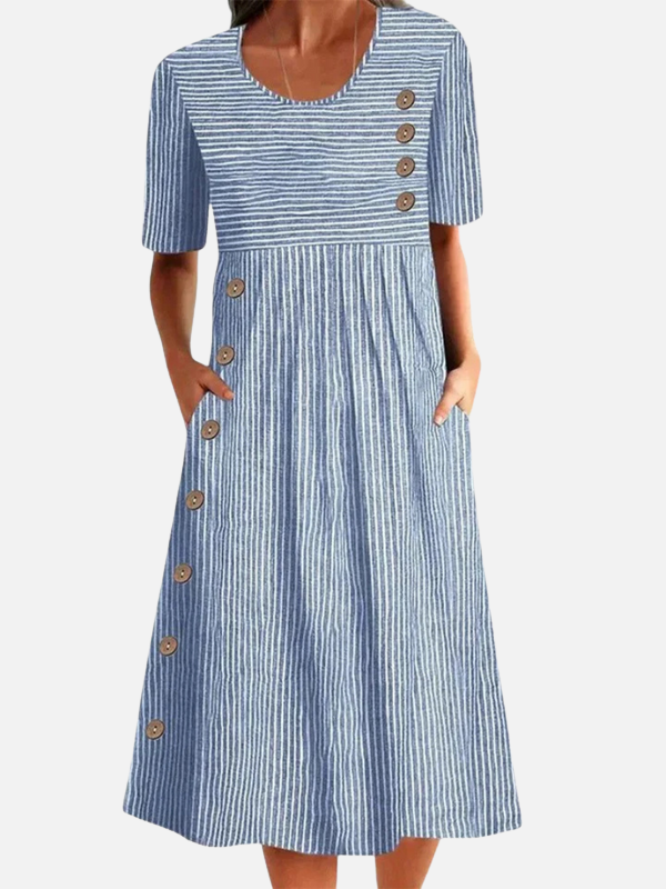 Guadalupe | Vestido Midi de Rayas con Bolsillos