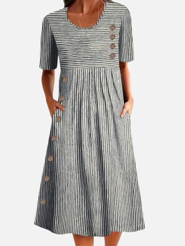 Guadalupe | Vestido Midi de Rayas con Bolsillos