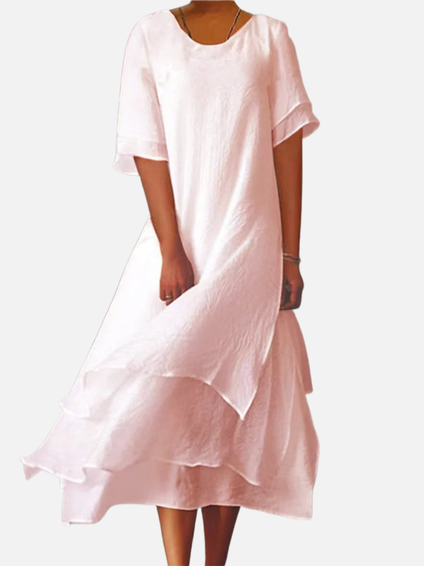 Carolina | Vestido Midi en Capas de Manga Corta Mujer
