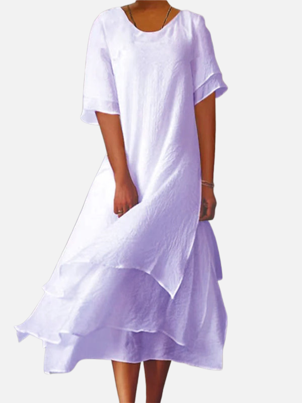 Carolina | Vestido Midi en Capas de Manga Corta Mujer