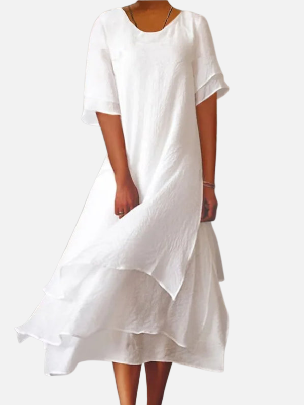 Carolina | Vestido Midi en Capas de Manga Corta Mujer