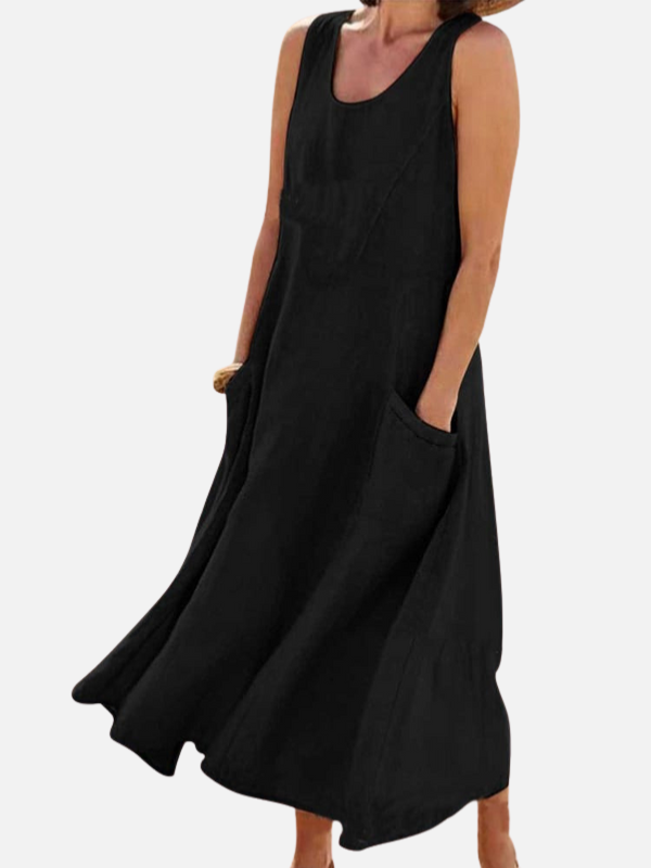 Natalia | Vestido Midi sin Mangas con Bolsillos Mujer