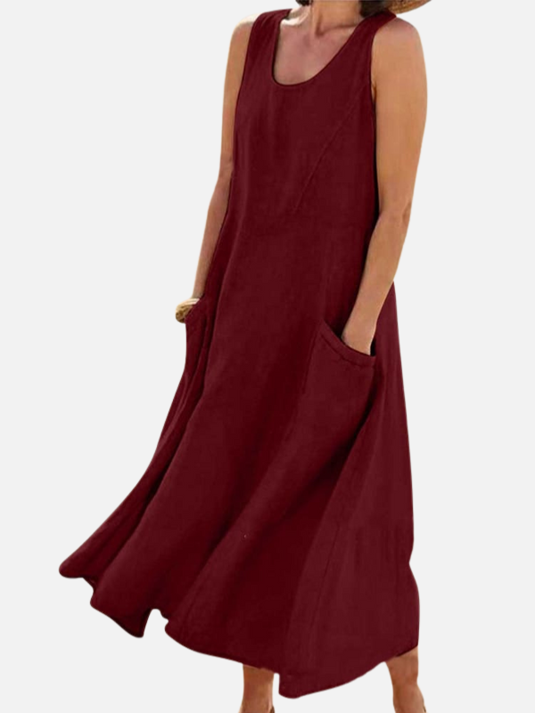 Natalia | Vestido Midi sin Mangas con Bolsillos Mujer