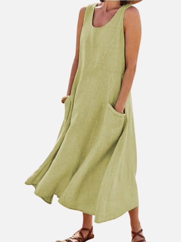 Natalia | Vestido Midi sin Mangas con Bolsillos Mujer