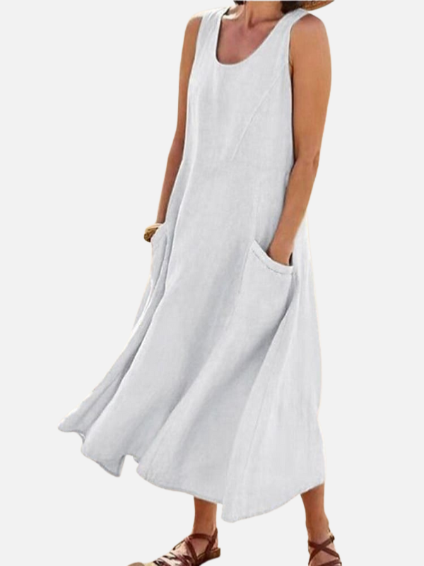 Natalia | Vestido Midi sin Mangas con Bolsillos Mujer