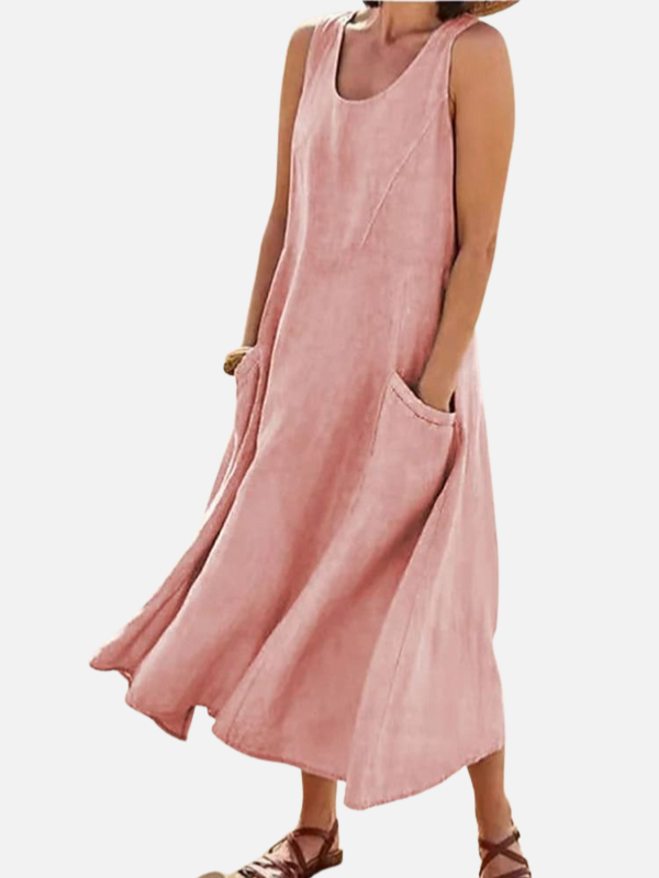 Natalia | Vestido Midi sin Mangas con Bolsillos Mujer