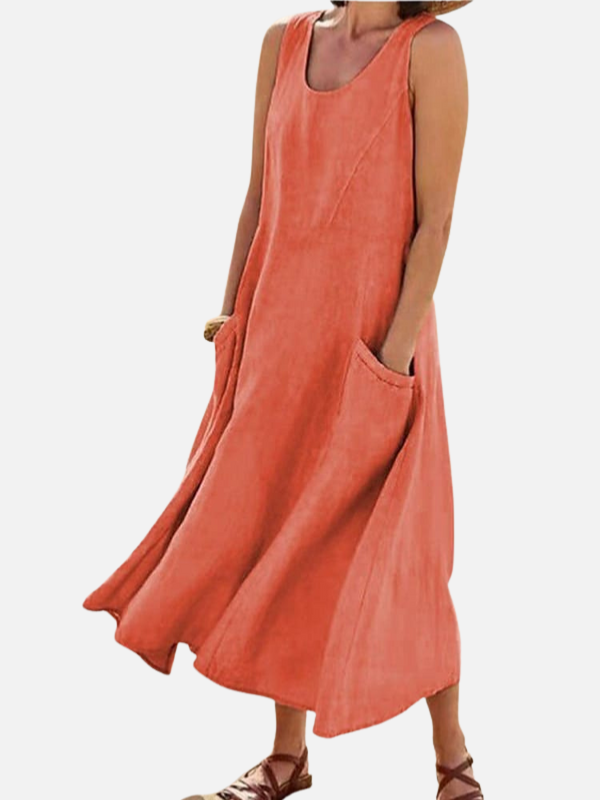 Natalia | Vestido Midi sin Mangas con Bolsillos Mujer