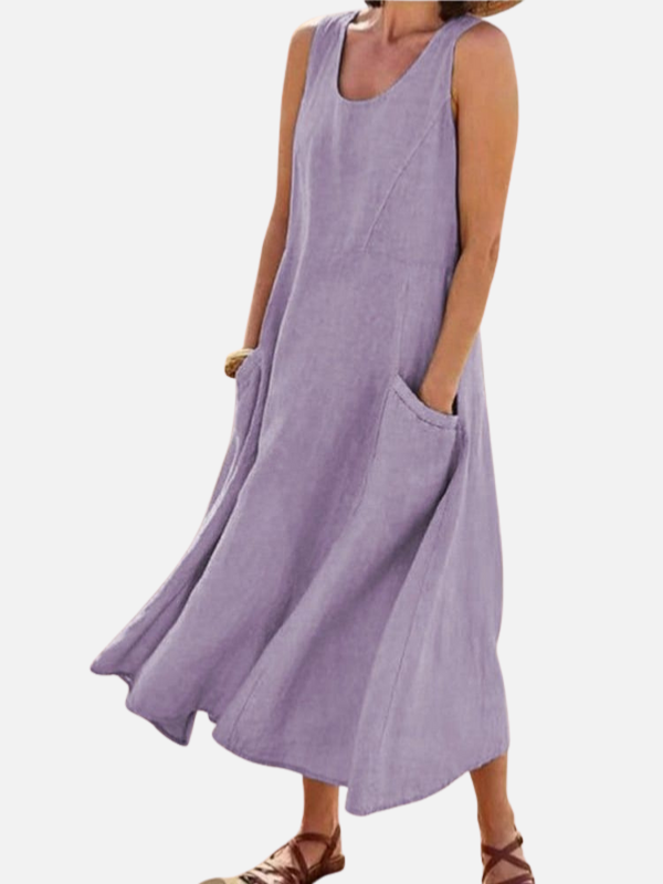 Natalia | Vestido Midi sin Mangas con Bolsillos Mujer