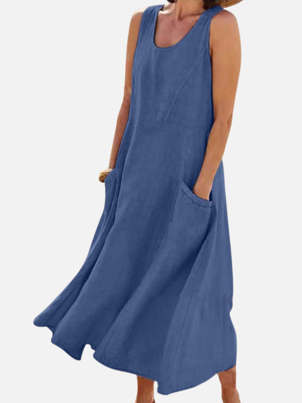 Natalia | Vestido Midi sin Mangas con Bolsillos Mujer