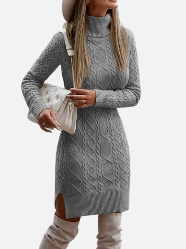 Camila | Vestido Tejido Trenzado Corto Manga Larga