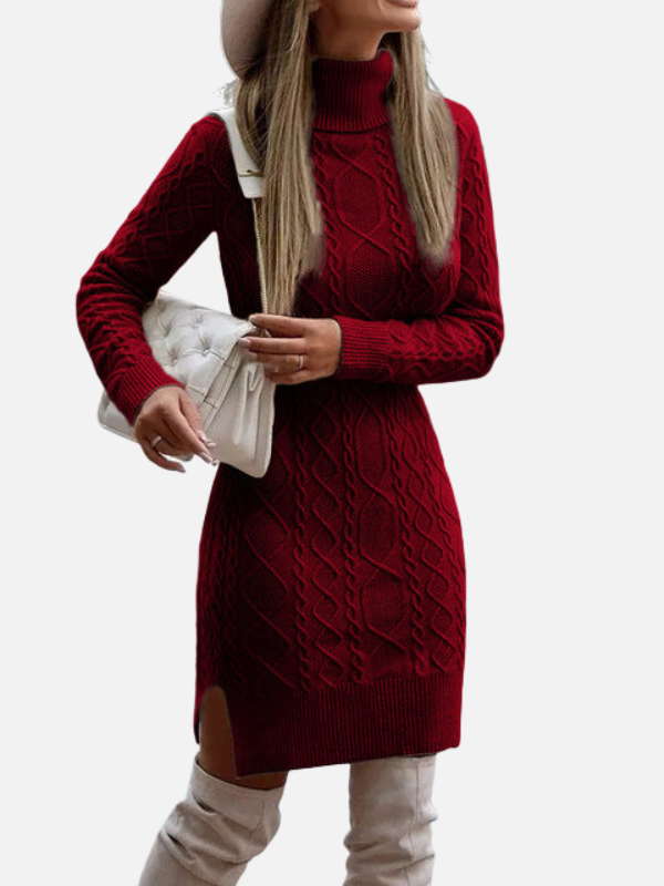 Camila | Vestido Tejido Trenzado Corto Manga Larga