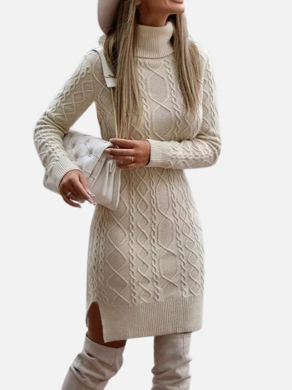 Camila | Vestido Tejido Trenzado Corto Manga Larga