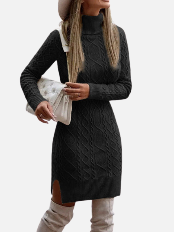 Camila | Vestido Tejido Trenzado Corto Manga Larga