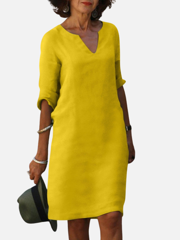 Leticia | Vestido con Escote en V y Manga 3/4 Mujer