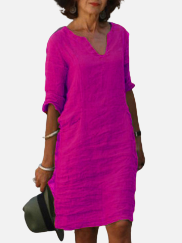 Leticia | Vestido con Escote en V y Manga 3/4 Mujer