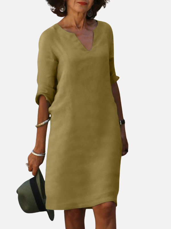 Leticia | Vestido con Escote en V y Manga 3/4 Mujer