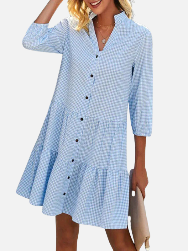 Victoria | Vestido de Cuadros Corto con Botones Mujer