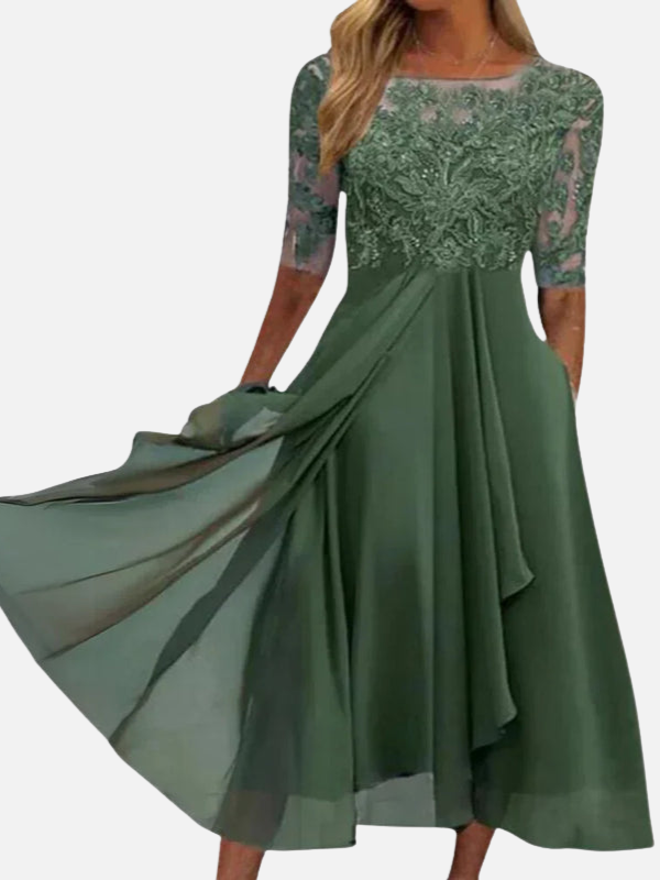 Vanessa | Vestido de Fiesta Midi de Encaje Mujer