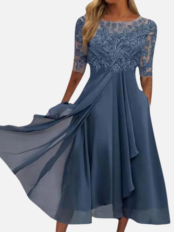 Vanessa | Vestido de Fiesta Midi de Encaje Mujer