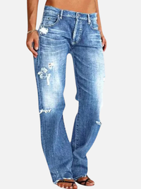 Victoria | Jeans Rotos Rectos de Tiro Bajo para Mujer