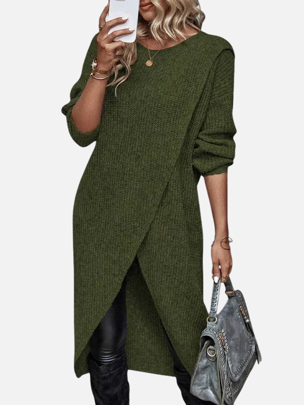 Monica | Asymmetric Wrap Tunic Sweater for Women