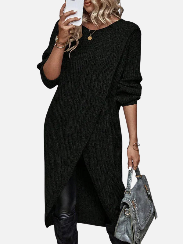 Monica | Asymmetric Wrap Tunic Sweater for Women