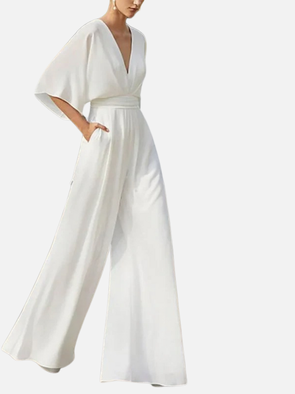 Joyce | Batwing Sleeve Wide Leg Jumpsuit V-Neck for Women