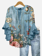 Margaret | Bell Sleeve Ruffle Blouse for Women V Neck 7