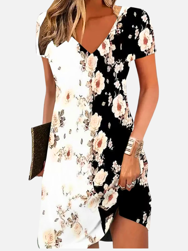 Lisa | Boho Print V Neck Dress for Women Short Sleeve