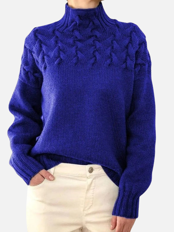 Shannon | Cable Yoke Mock Neck Sweater for Women