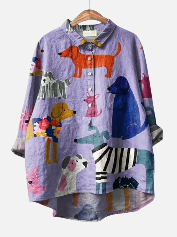 Samantha | Dog and Cat Print Shirt for Women Long Sleeve
