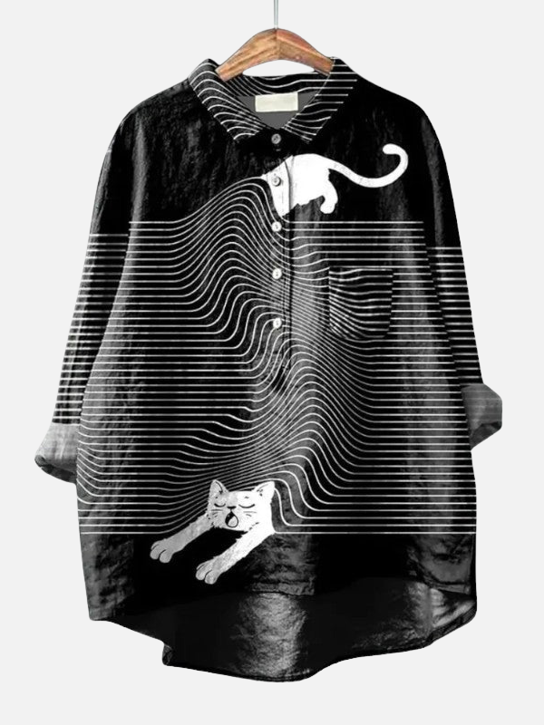 Samantha | Dog and Cat Print Shirt for Women Long Sleeve