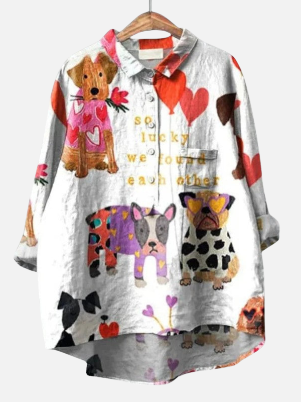 Samantha | Dog and Cat Print Shirt for Women Long Sleeve