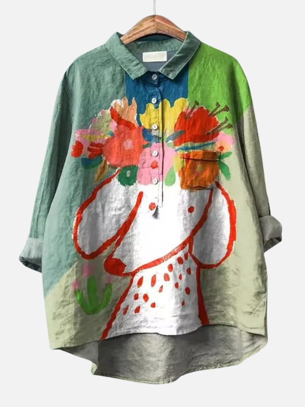 Samantha | Dog and Cat Print Shirt for Women Long Sleeve