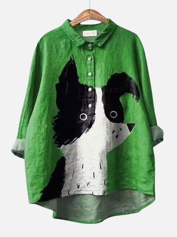 Samantha | Dog and Cat Print Shirt for Women Long Sleeve