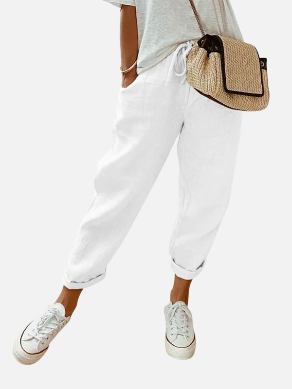Margaret | Drawstring Jogger Pants for Women Linen Look