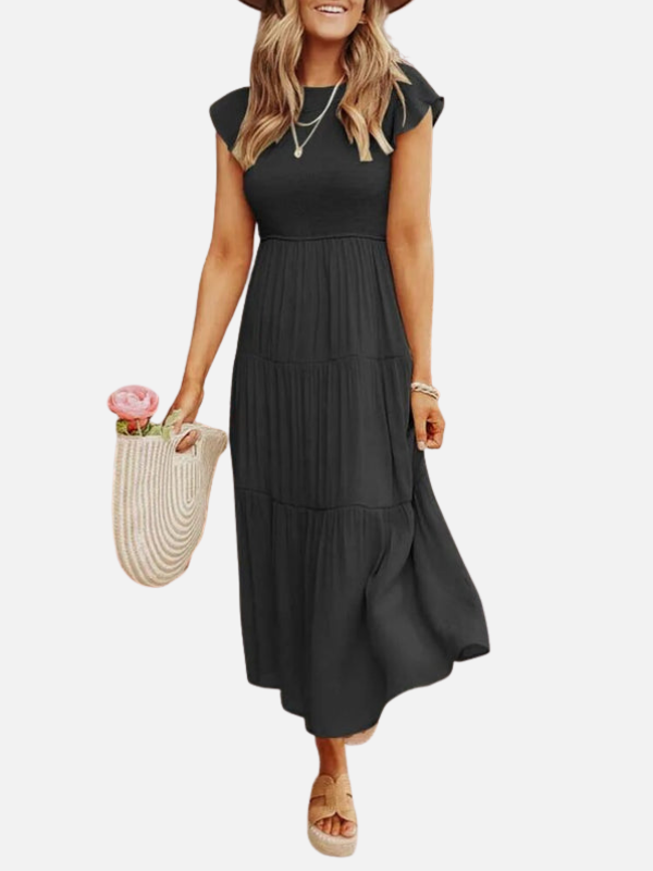 Ana | Vestido Midi con Olanes de Manga Corta Mujer