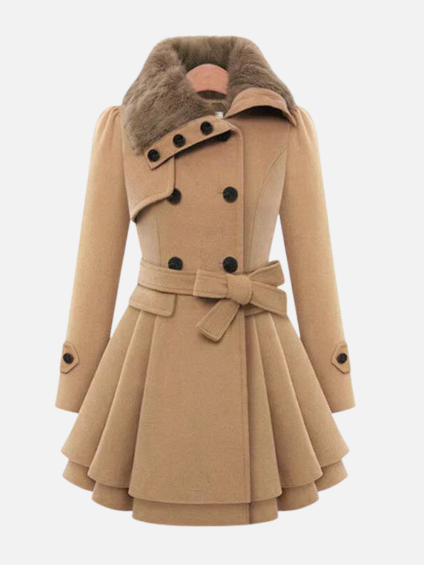 Wendy | Fit and Flare Coat for Women Faux Fur Collar