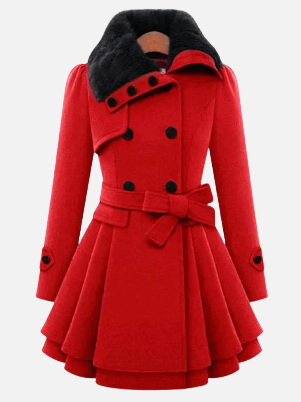 Wendy | Fit and Flare Coat for Women Faux Fur Collar