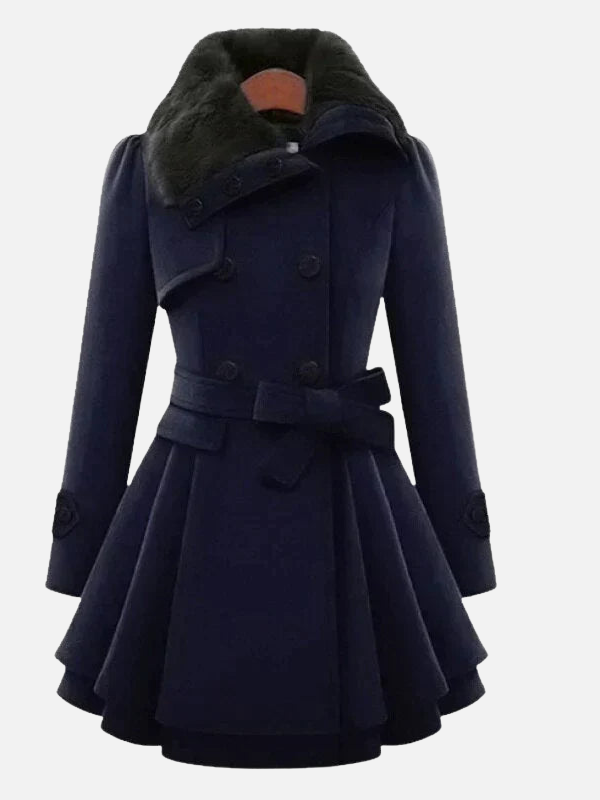 Wendy | Fit and Flare Coat for Women Faux Fur Collar