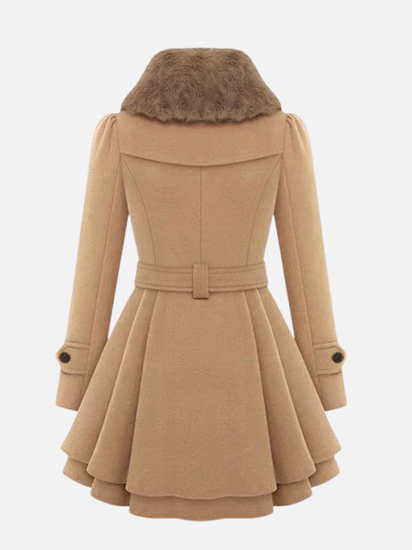 Wendy | Fit and Flare Coat for Women Faux Fur Collar