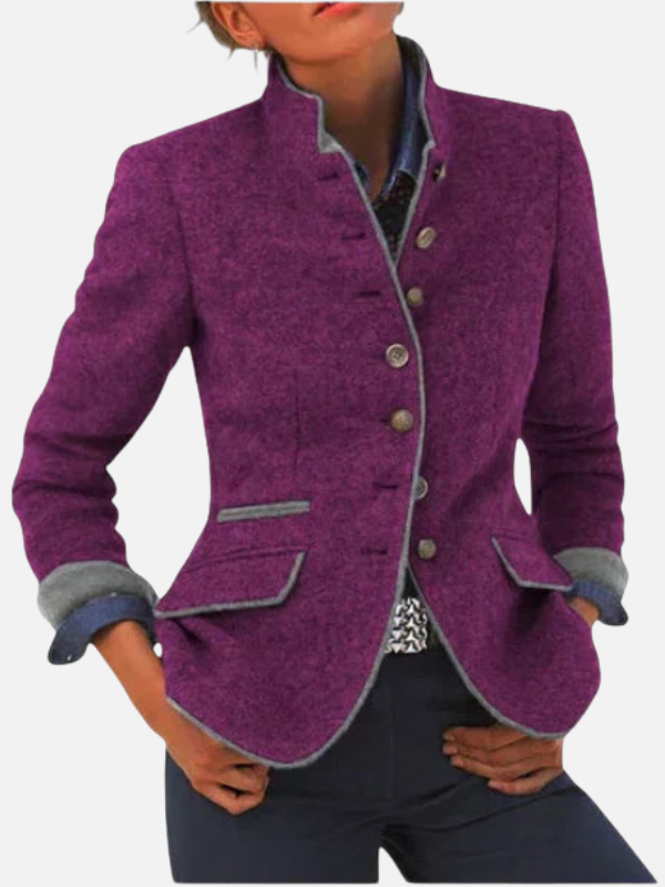 Lori | Fitted Stand Collar Blazer for Women Contrast Trim