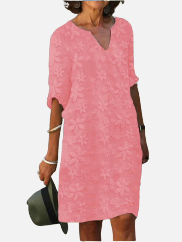 Sandra | Floral Embroidered Shift Dress for Women 3/4 Sleeve